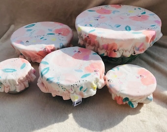 Waterproof salad bowl charlottes with watercolor flower patterns