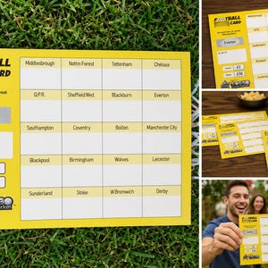 FOOTBALL SCRATCH CARDS 20,30,40,80 Team Fundraising Scratch Panel Charity Event (A5)