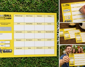 FOOTBALL SCRATCH CARDS 20,30,40,80 Team Fundraising Scratch Panel Charity Event (A5)