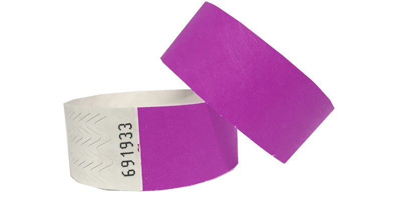 Event Wristbands for Festivals Garden Parties For Security Sequential Numbered Tyvek 3/4 inch 19mm with Self Adhesive Peel and Seal ww strip Pink