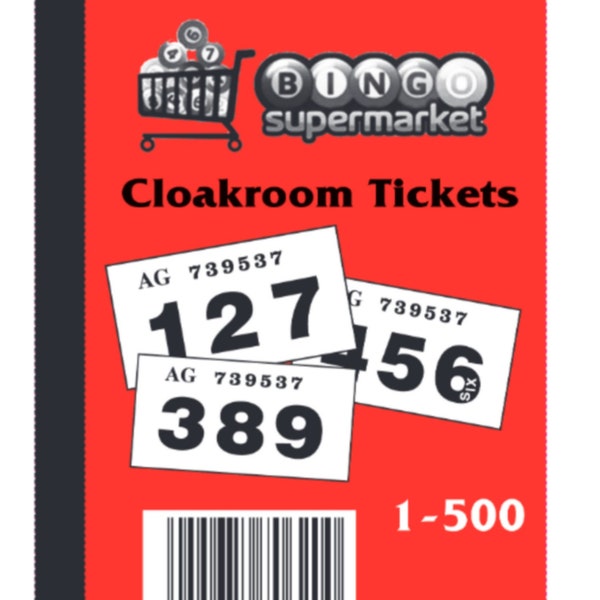 1-500 Cloakroom Raffle Tickets Bingosupermarket Branded