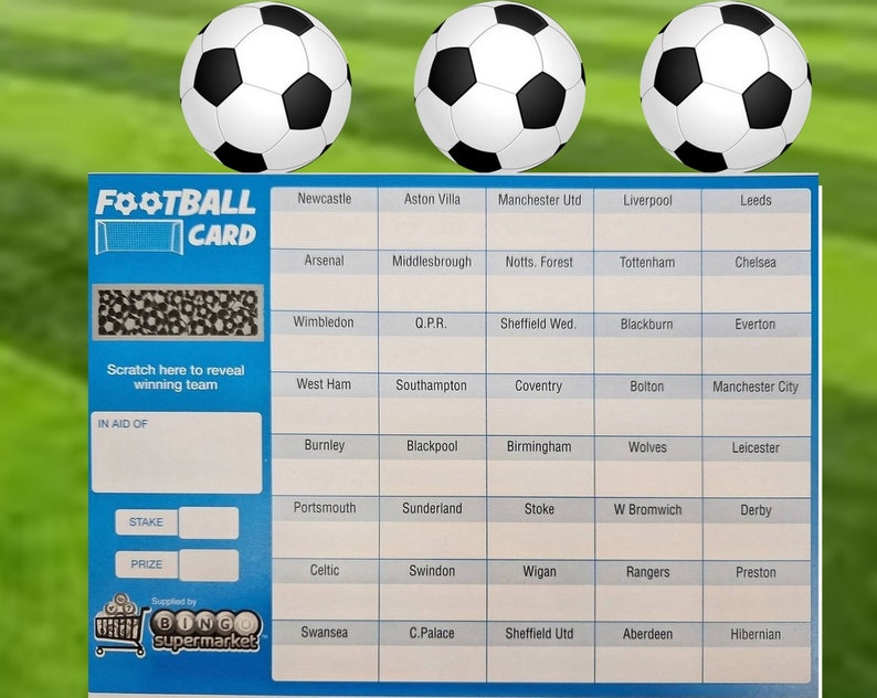 FOOTBALL SCRATCH CARDS 20,30,40,80 Team Fundraising Scratch Panel Charity Event A5 40