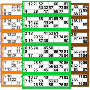 Rainbow Pack Bingo Game x 1500 Bilhete Único Cartão Flyer Pads Livro 25 Folhas