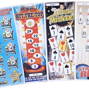Sticky 13, Hit the Top, Strike it Rich, Trolly Dash, Hoy Bingo Novelty games 100 Tickets