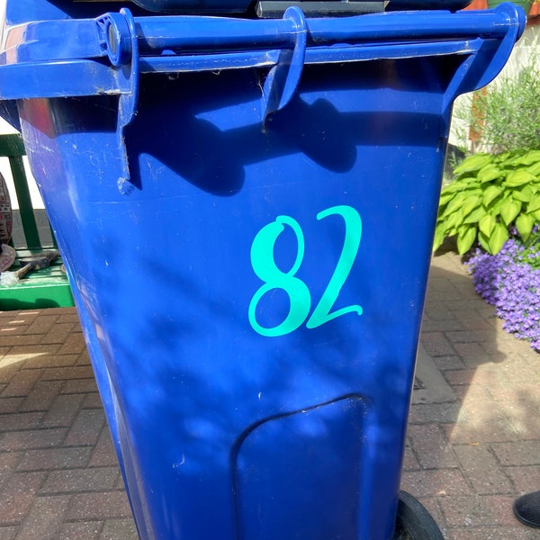 Wheelie Bin Number Stickers// Wheelie bin sticker, Wheelie bin label, Wheelie bin decal, Wheelie bin letters, Vinyl number sticker, Dustbin