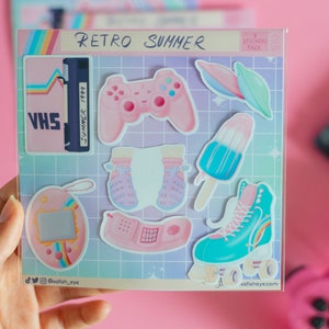 Retro Summer Stickers set - 8 Stickers pack | 90’s items