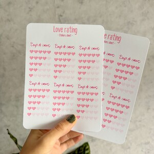 Feuille de stickers - Notation de livre cœur