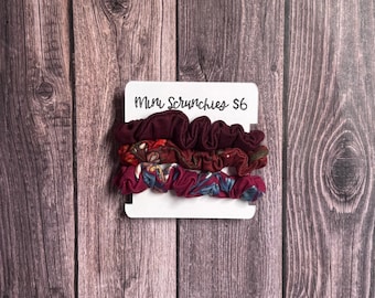 Mini Scrunchies 3 Pack, Fall Burgundy Collection, Ponytail holder, Hair Accessories, Gifts for Women, Hair Tie, Bridesmaid Gifts