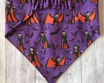 Dog Bandana, Vampires, Elastic Pet Bandana, Scrunchie Dog Bandana, Personalized Dog Bandana, Pet Clothing, Halloween