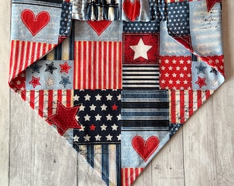 Dog Bandana, American Patchwork, Elastic Pet Bandana, Scrunchie Dog Bandana, Personalized Dog Bandana, Patriotic, 4th of July, Pet Clothing