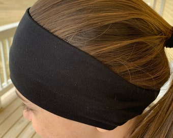 Adult Headband, Black as Night, Headbands for Women, Wide Headband, Black Headband, Yoga Headband, Boho Headband, Headbands for Nurses