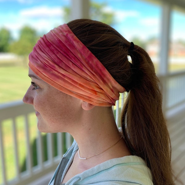 Tube Headband Mango Mixer, headbands for women, wide headband, boho headband, yoga headband, workout headband, scrunch headband, adult