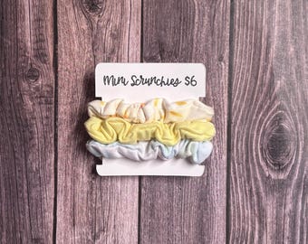 Mini Scrunchies 3 Pack, Sunshine Collection, Ponytail holder, Hair Accessories, Gifts for Women, Hair Tie, Bridesmaid Gifts
