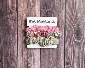Mini Scrunchies 3 Pack, Spring Collection, Ponytail holder, Hair Accessories, Gifts for Women, Hair Tie, Bridesmaid Gifts