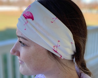 Headband, Flamingo Dance, Headbands for Women, Animal Print Headband, Wide Headband, Workout Headband, Yoga Headband, Boho Headband