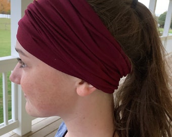Tube Headband Straight Up Burgundy, headbands for women, wide headband, boho headband, yoga headband, headband, scrunch headband