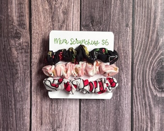 Mini Scrunchies 3 Pack, Christmas I Collection, Ponytail holder, Hair Accessories, Gifts for Women, Hair Tie, Bridesmaid Gifts