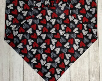 Dog Bandana, Chalky Hearts, Elastic Pet Bandana, Scrunchie Dog Bandana, Personalized Dog Bandana, Pet Clothing