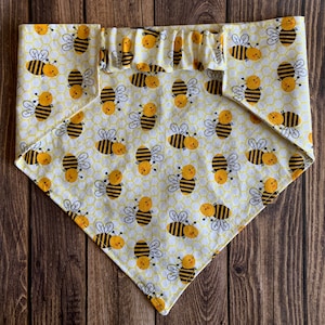 Dog Bandana, Busy Bee, Elastic Dog Bandana, Scrunchie Dog Bandana ...