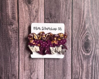Mini Scrunchies 3 Pack, Fall Plum Collection, Ponytail holder, Hair Accessories, Gifts for Women, Hair Tie, Bridesmaid Gifts