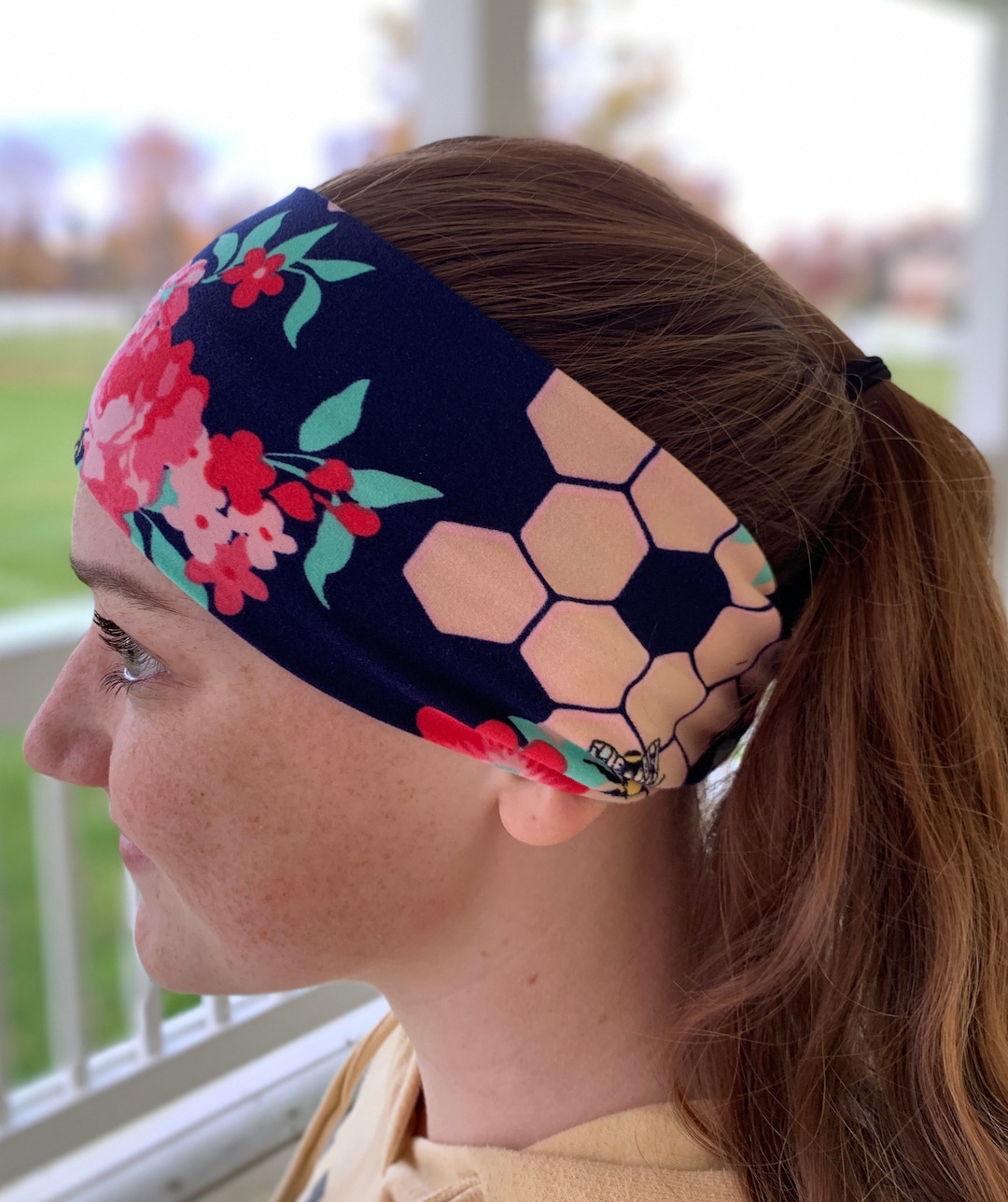 Adult Headband, Busy Bee, Headbands for Women, Wide Headbands, Mom Headbands, Yoga Headbands