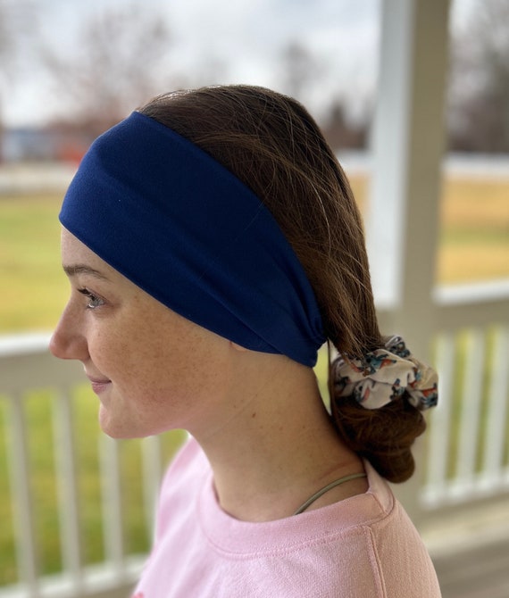 Blue and Black Women\'s Headband Amazon.com : Atoden Satin Headbands for Women Girls Navy  main image 3
