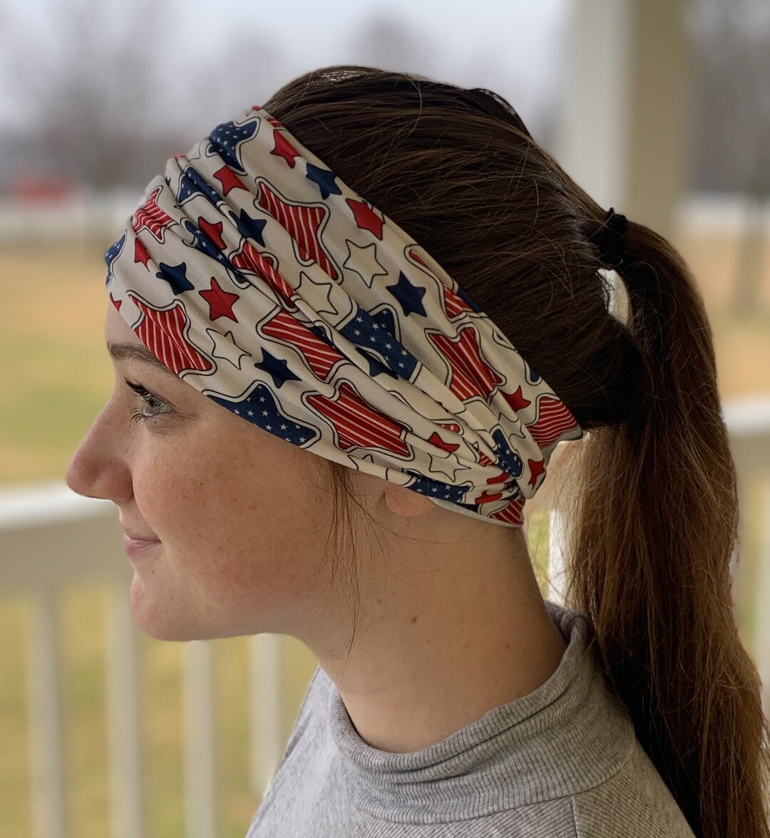 Tube Headband Stars and Stripes Headbands for Women Wide Etsy