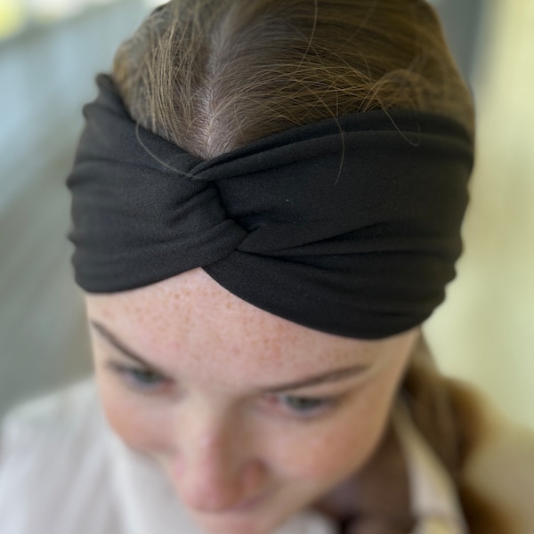 Twist Headband, Black as Night, Headbands for Women, Wide Headband, Black Headband, Yoga Headband, Boho Headband, Headbands for Nurses