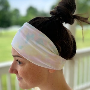 Adult Headband, Pastel Clouds, Headbands for Women, Tie-Dye Headband, Wide Headband, Headband Women, Yoga Headband, Mom Headbands, Headbands