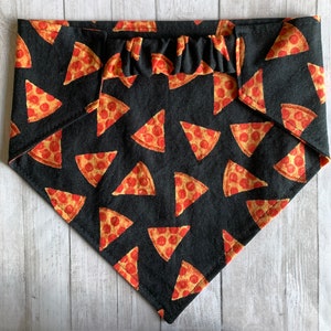 Dog Bandana, Pizza Party, Elastic Pet Bandana, Scrunchie Dog Bandana, Personalized Dog Bandana