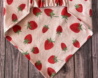 Dog Bandana, Strawberry Milk, Elastic Pet Bandana, Scrunchie Dog Bandana, Personalized Dog Bandana, Pet Clothing