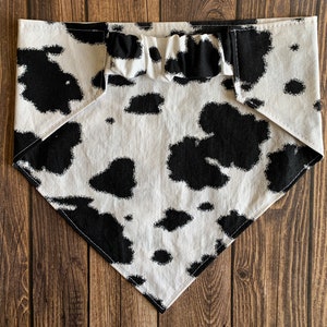 Dog Bandana, Cow Print, Elastic Pet Bandana, Scrunchie Dog Bandana, Personalized Dog Bandana