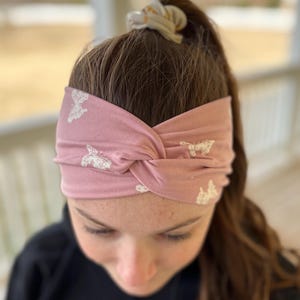 Twist Headband, Pink Monarch, Headbands for Women, Wide Headband, Yoga Headband, Boho Headband, Headbands for Nurses