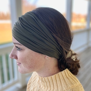 Tube Headband Dark Olive, headband women, wide headband, boho headband, yoga headband, running headband, nurse headband, hair accessories