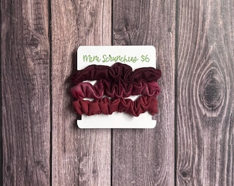 Mini Scrunchies 3 Pack, Wine Collection, Ponytail holder, Hair Accessories, Gifts for Women, Hair Tie, Bridesmaid Gifts, Boo Basket Gifts