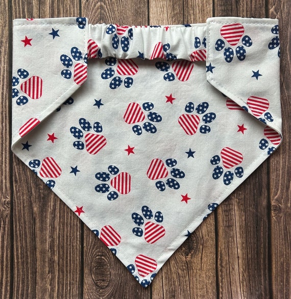 Dog Bandana, Pawtriotic, Elastic Pet Bandana, Scrunchie Dog Bandana, Personalized Dog Bandana, Patriotic, 4th of July, Pet Clothing