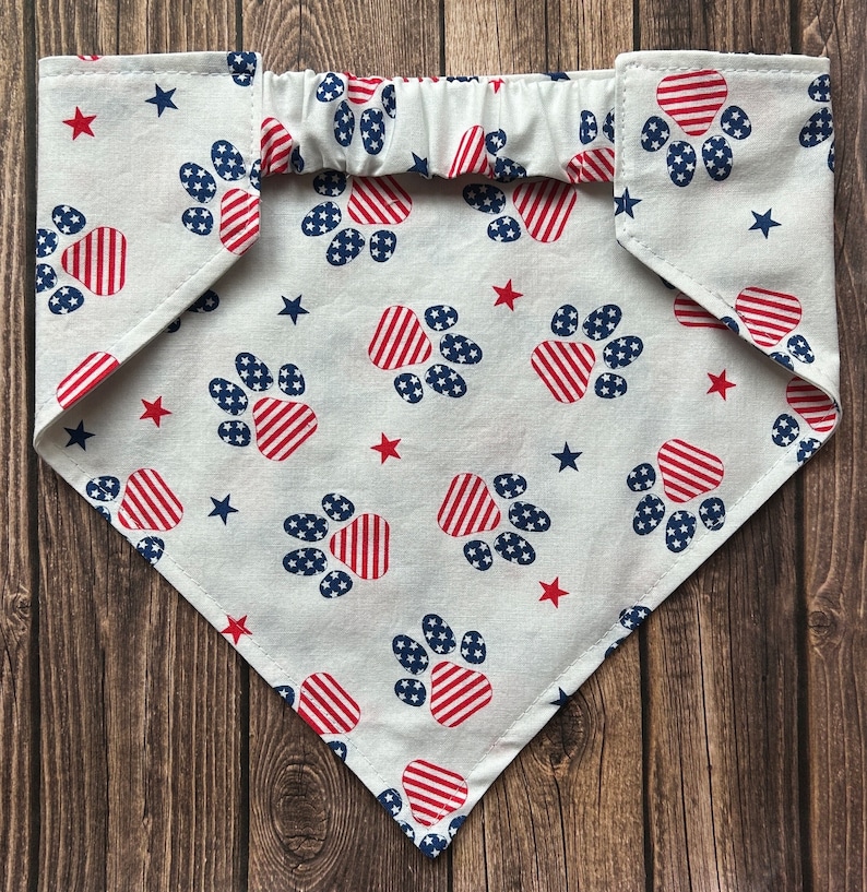 Dog Bandana, Pawtriotic, Elastic Pet Bandana, Scrunchie Dog Bandana, Personalized Dog Bandana, Patriotic, 4th of July, Pet Clothing Bild 1