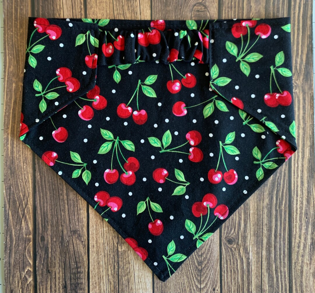 Dog Bandana Cherry Jubilee Elastic Dog Bandana Scrunchie Etsy