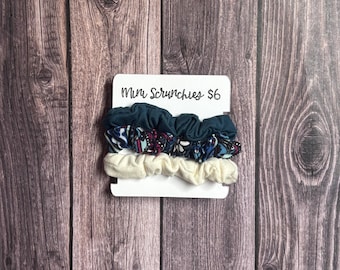 Mini Scrunchies 3 Pack, Teal Aztec Collection, Ponytail holder, Hair Accessories, Gifts for Women, Hair Tie, Bridesmaid Gifts