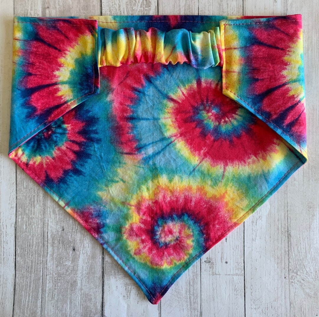 Dog Bandana, Tie Dye Swirl, Elastic Dog Bandana, Scrunchie Dog Bandana, Personalized Dog Bandana