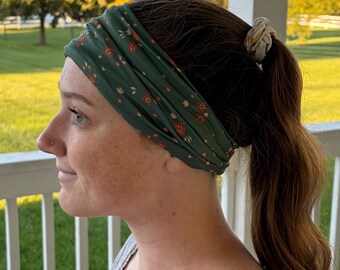 Tube Headband Fall Floral, Headbands for women, Wide headband, Headbands for Girls, Hair Accessories, Gift for Nurses, Mother's Day Gift
