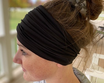 Tube Headband, Black As Night, Headbands for women, Wide headband, Mom Headbands, Headbands Women, Soft and Stretchy Headbands, Headbands