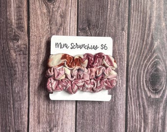 Mini Scrunchies 3 Pack, Rosie Collection, Ponytail holder, Hair Accessories, Gifts for Women, Hair Tie, Bridesmaid Gifts