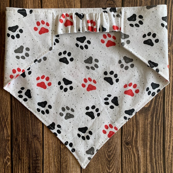 Dog Bandana, Rocky Paws, Elastic Pet Bandana, Scrunchie Dog Bandana, Personalized Dog Bandana