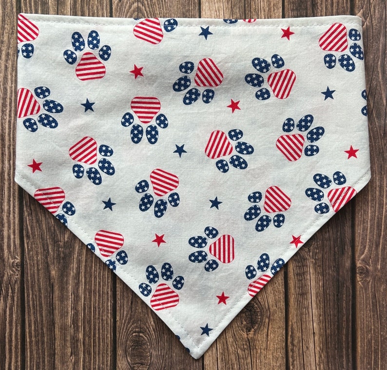 Dog Bandana, Pawtriotic, Elastic Pet Bandana, Scrunchie Dog Bandana, Personalized Dog Bandana, Patriotic, 4th of July, Pet Clothing Bild 2