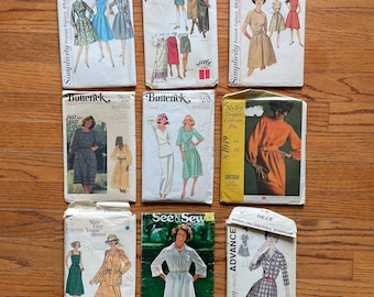 Assorted Vintage Sewing Patterns size 12 and 8 Butterick See & Sew Vogue Simplicity Anne Klein Advance