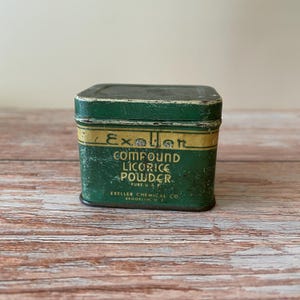 Vintage Exeller Verbindung Süßholzpulver Metalldose