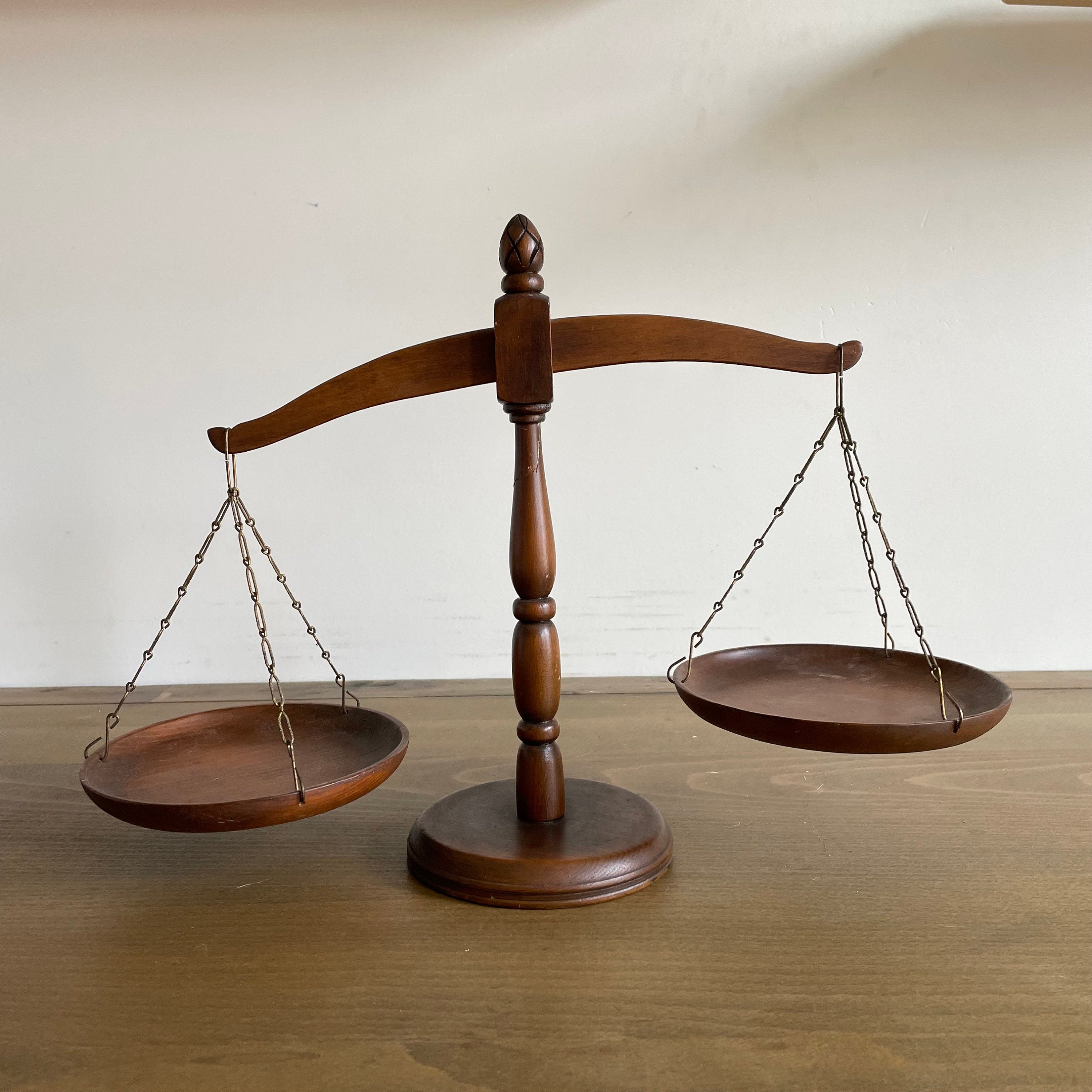 Vintage Brown Wooden Scales of Justice Balance Weight Etsy