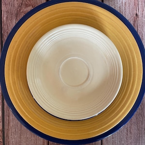 Assorted Vintage Fiestaware Tableware Plates and Saucer Dessert Plate in Original Cobalt Blue Ivory