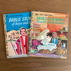 Vintage Little Golden Books Set of 2 | Bible Stories of Boys and Girls | Bible Stories from the Old Testament